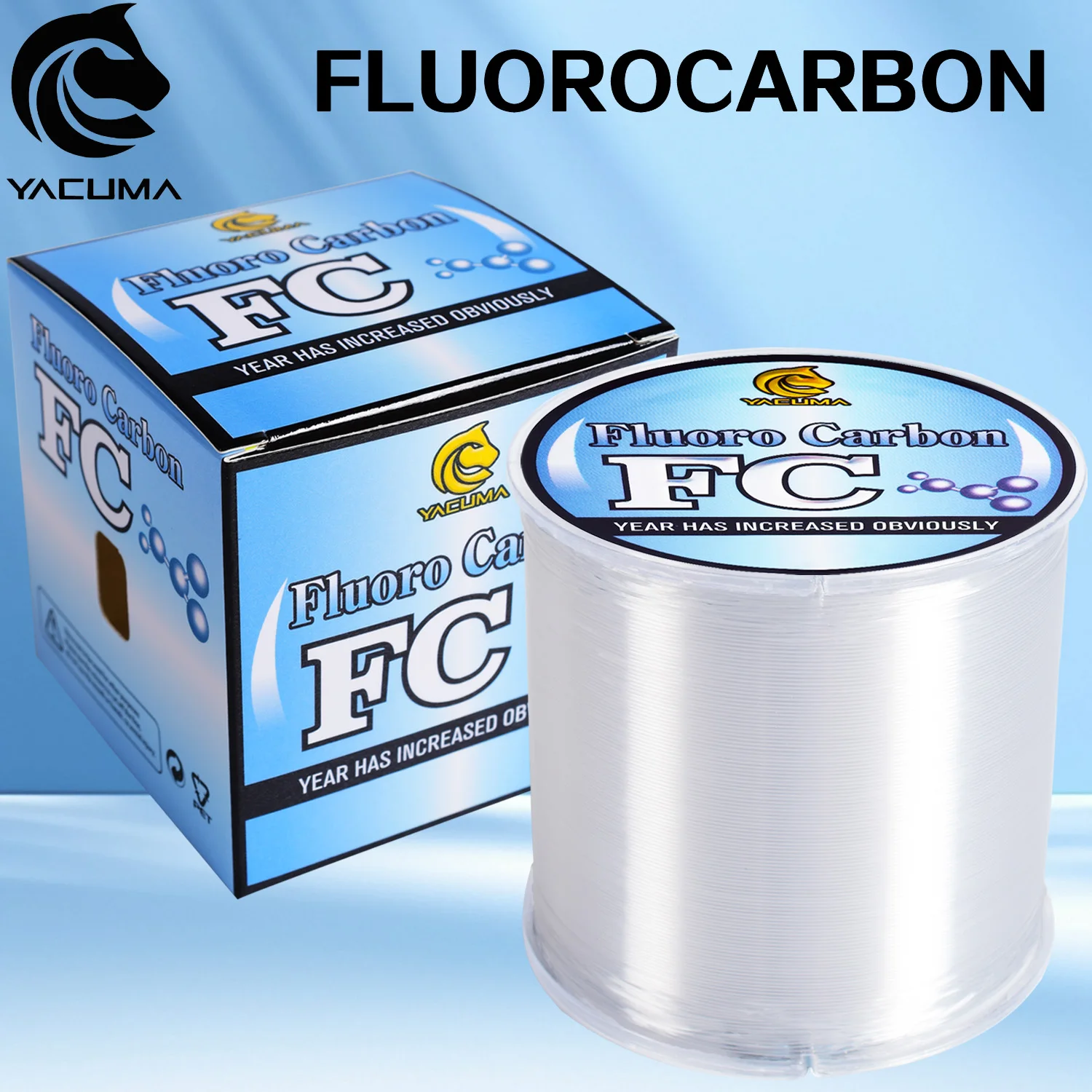YACUMA 305M 505M Premium Fluorocarbon-beschichtete Klare Nylon-Monofilament-Angelschnur für Fluss-, Bach-, Ozean- und Felsenfischen