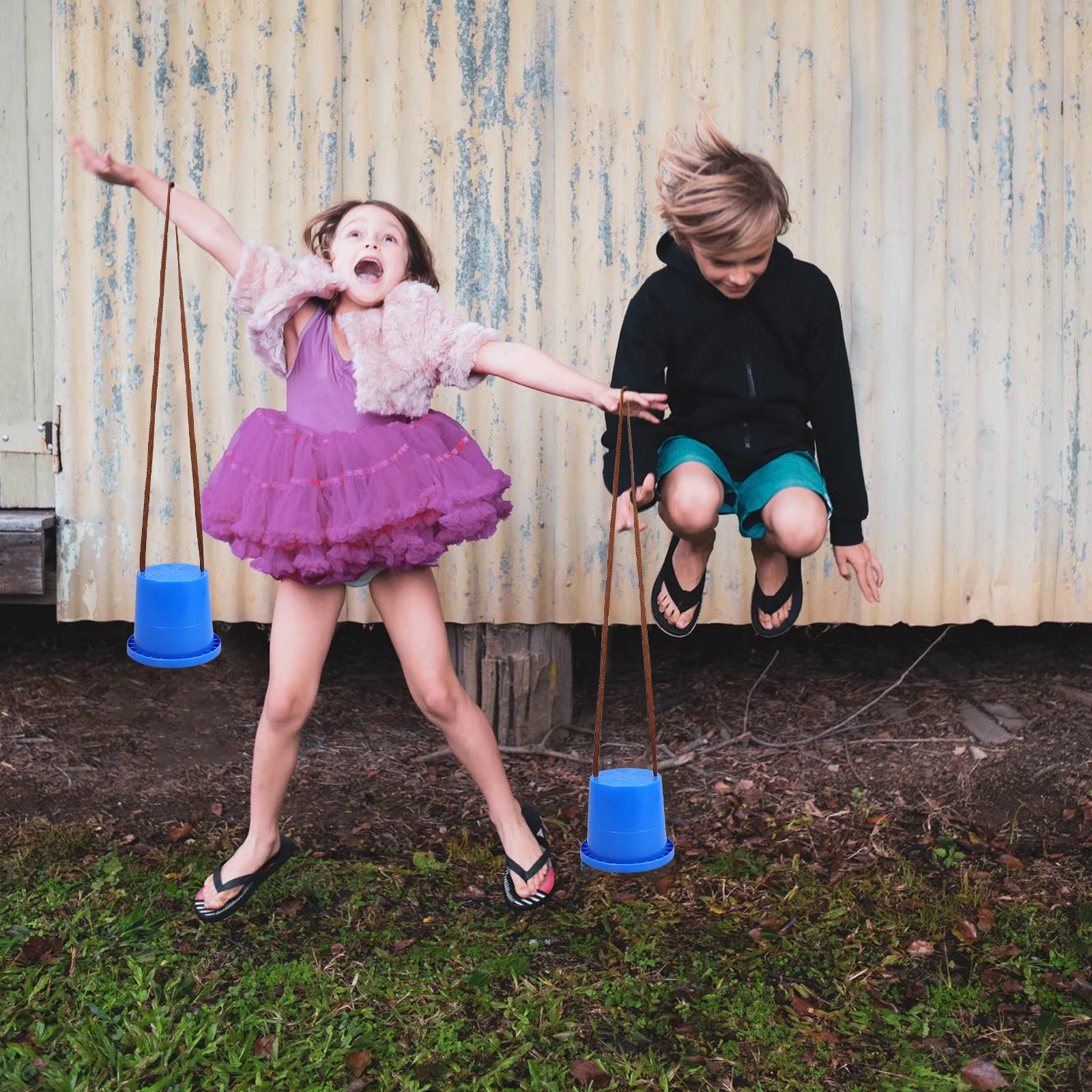 

1 Pair Blue Stilts For Kids Outdoor Play Balance Training Equipment Sensory Development Garden Playground Activity Stilts