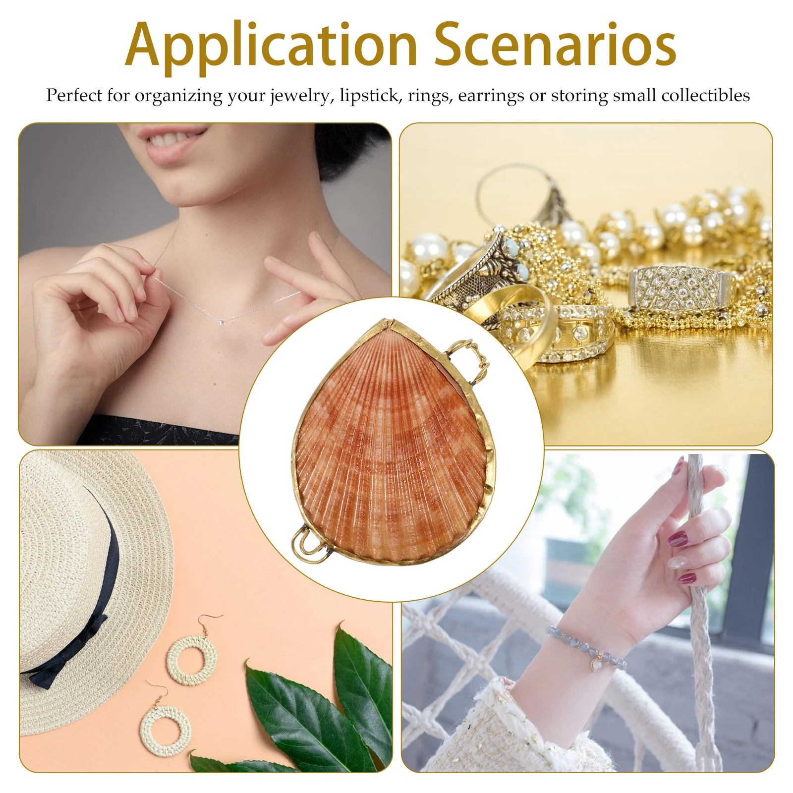 

Shell Jewelry Case Jewelry Trinket Box Decorative Shell Shape Ring Storage Container for Earrings Necklaces Rings Travel