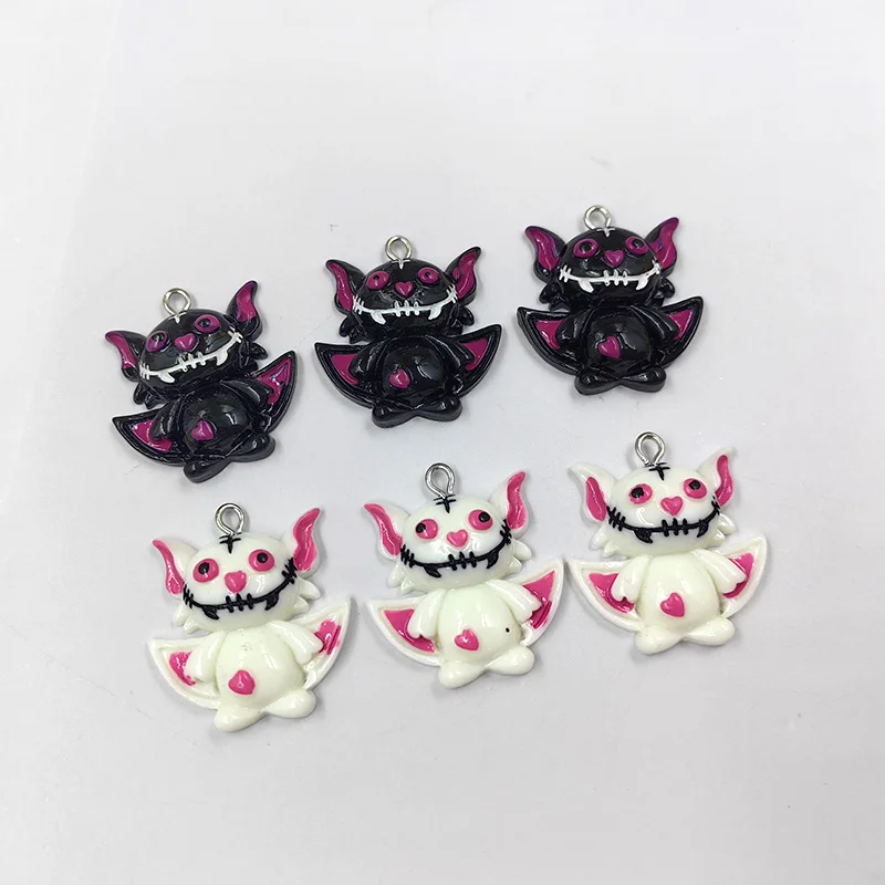 10pcs European Halloween Monster Bat Charms Resin Pendant Flatback For Earring Keychain Bracelet DIY Jewelry Making Findings
