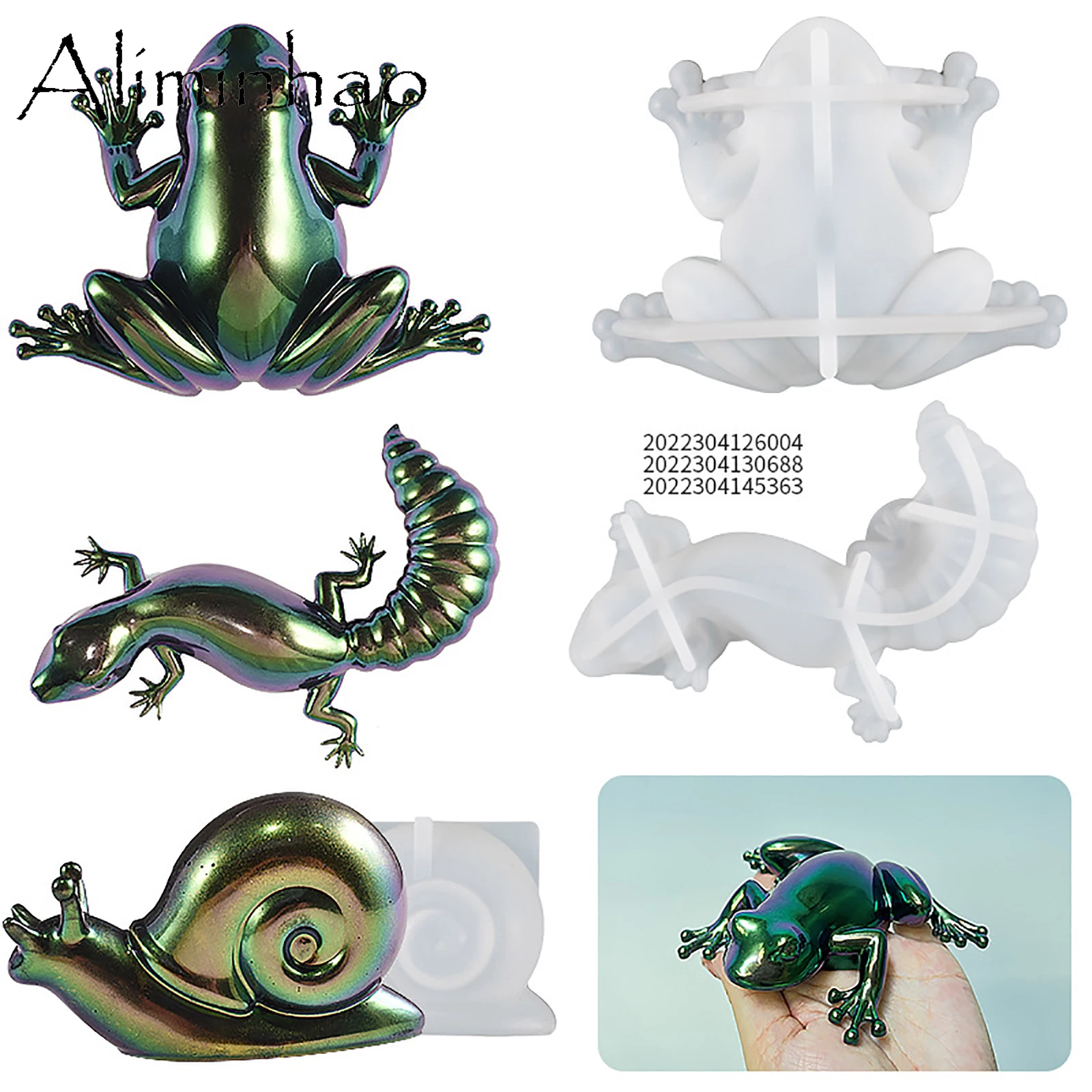 M0054 Resin Molds Easter 3D Frog Lizard Snail Small Animal Ornaments Silicone Mold for Decoration Home