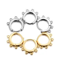 8Pcs 13MM 18K Gold Hoop Earrings Lightweight Click-Top Round French Lever Back Ear Wire With 5 Holes For DIY Jewelry Supplies