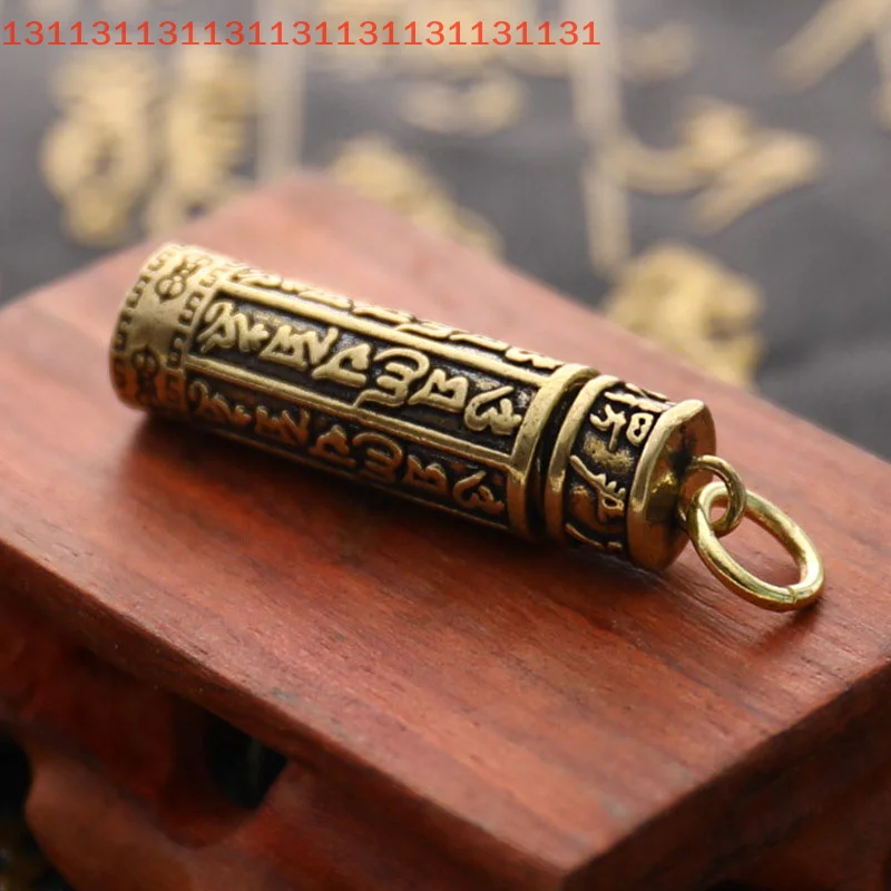 Brass Cylinder Pendant Keychain Hanging Jewelry Pill Box Medicine Container