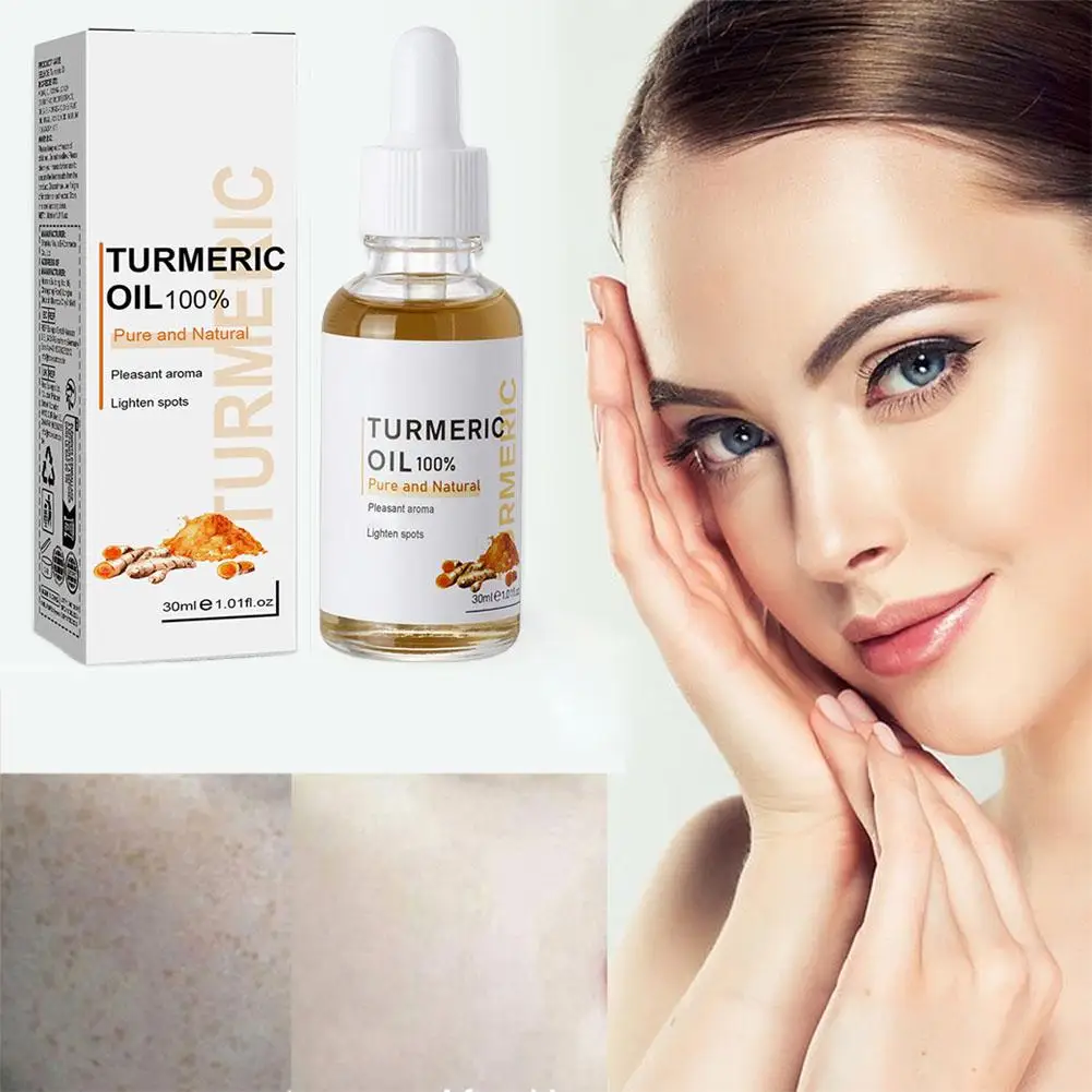 

Turmeric Face Serum Shrink Pore Essence Repair Brighten Oil Moisturizing Care Nourish Dark Skin Fade Cur-cumin Spot C7A2