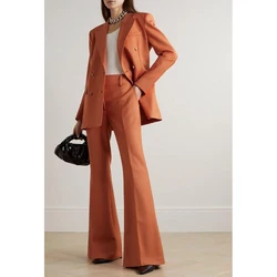 Chic Solid Color Double Breasted Women Pants Set New Female Two Pieces(Blazer+Trousers) conjuntos femininos elegantes