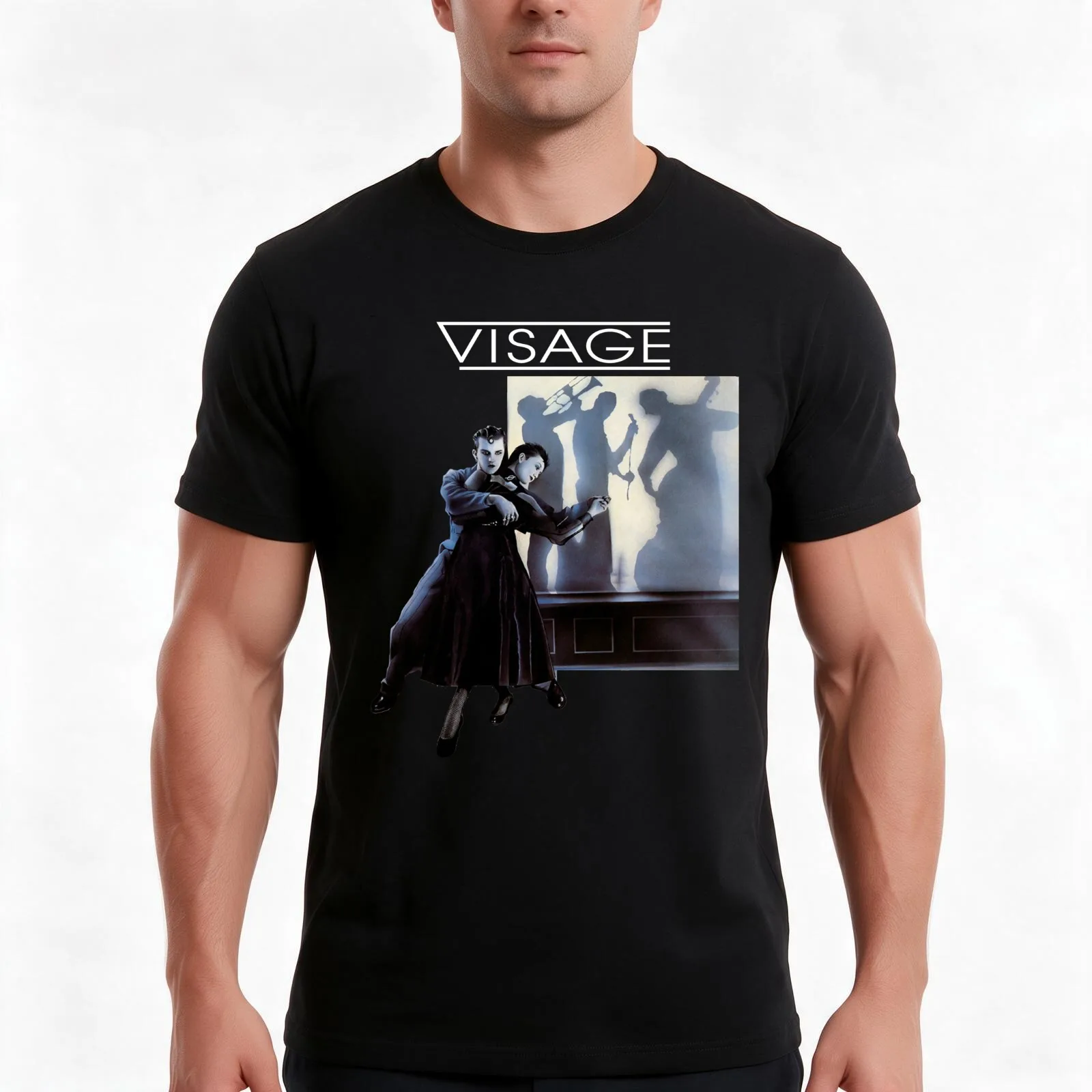 Visage album art Steve Strange 80's Retro punk new wave band original art design T-Shirt, Summer Casual Cotton Tee, 100% Cotton