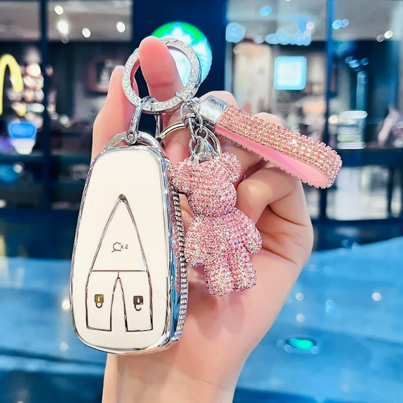 Car Key Fob Cover for CHANGAN UNIT CS75 CS55PLUS Ruicheng CC, Luxury Protective Key Shell Case with Exquisite Keychain Auto