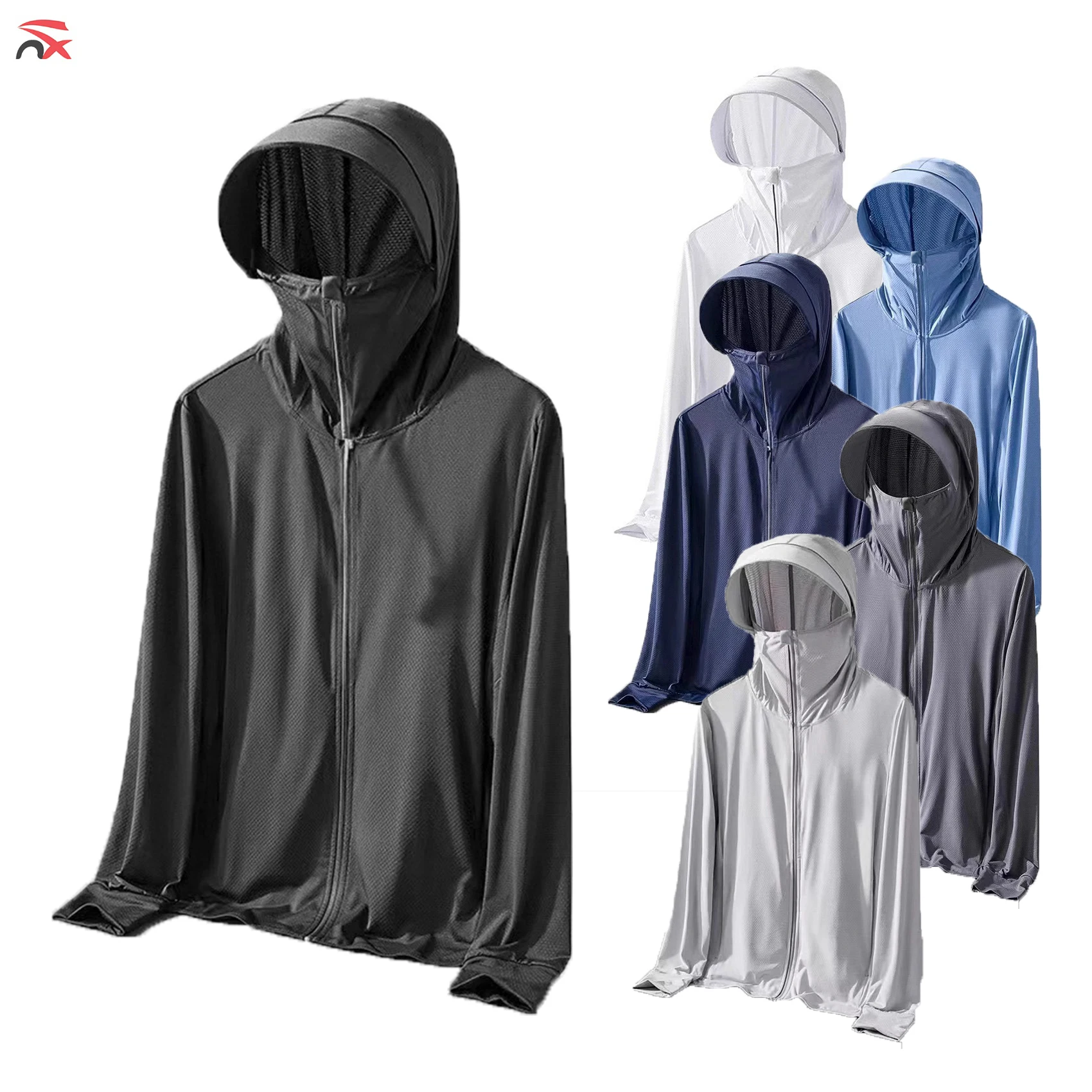 カスタムuvカットアイスシルク日焼け止めジャケット-日焼け防止服-ルーズフィット-軽量-速乾-uv保護ジャケット