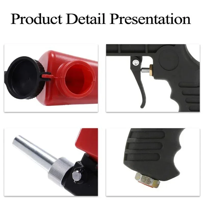 Red Air Blast Gun with Accessories Adjustable Blast Gun Small Portable Handheld Pneumatic Blast Gun Set Air Pneumatic Tool