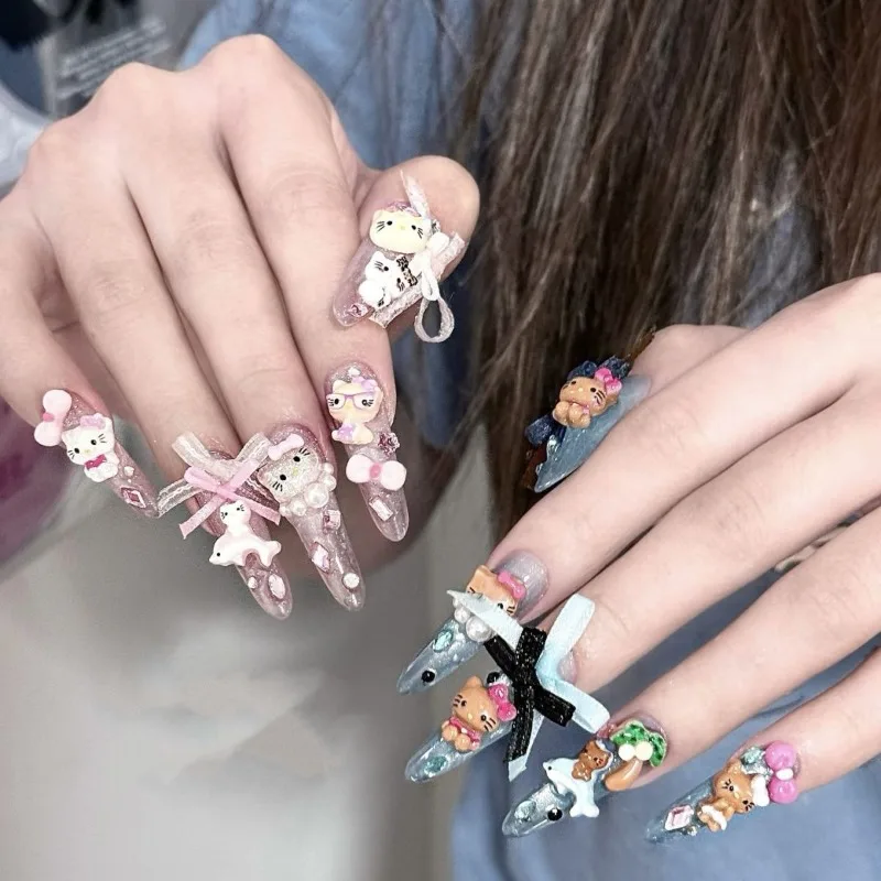 

Hello Kitty Anime Kawaii Sanrio Ins Fashion Wearing Diy Finger Sticker Decoration Cute Cartoon Diy Patch Gifts for Girls