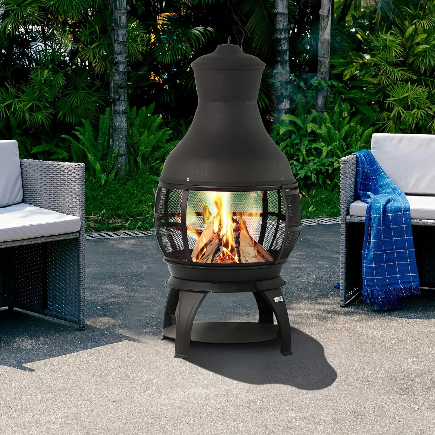 Fire Pit Round FirePits Outdoor Wood Burning Chimenea Outdoor Fireplace