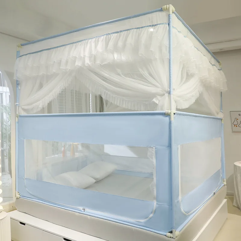 

Customizable 2024 new lace fence door curtain square top bed anti-drop mosquito net