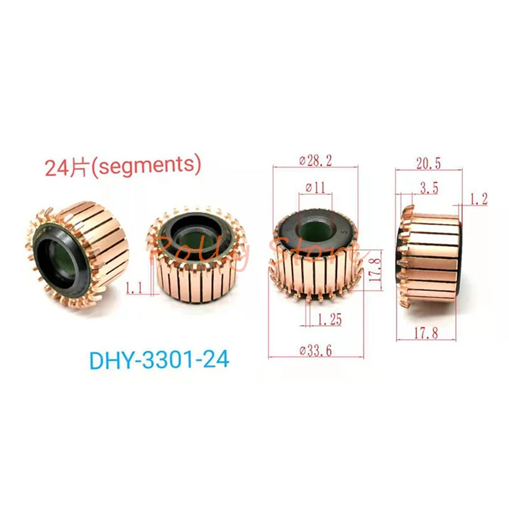 10pcs Copper Bars Alternator Electric Motor Commutator Hook DHY-3301-24 28.2*11*17.8(20.5)*24P for 0810 Electric Pick Hammer