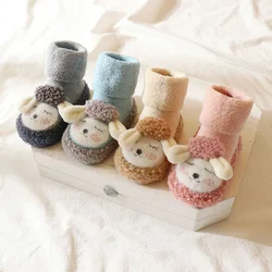 Baby socks Baby autumn and winter thick and fluffy cotton thick soled warm floor shoes Cartoon animals decorated Baby socks