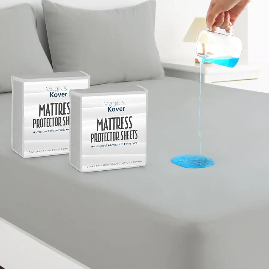 

Full Size Mattress Protector Waterproof Co er 2 Pack, Breathable Waterproof Bed Full Fitted Sheet Only, Washable 14" Deep Pocket