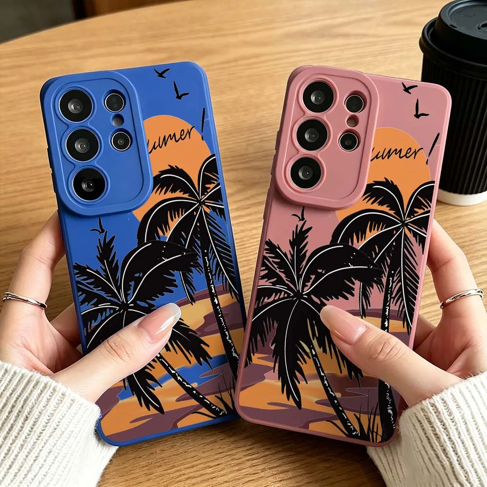 

Hello Summer Coconut Tree For Samsung Galaxy S26 S25 S24 S23 S22 S21 S20 Ultra Plus A15 A35 A54 A55 Soft Cover Phone Case