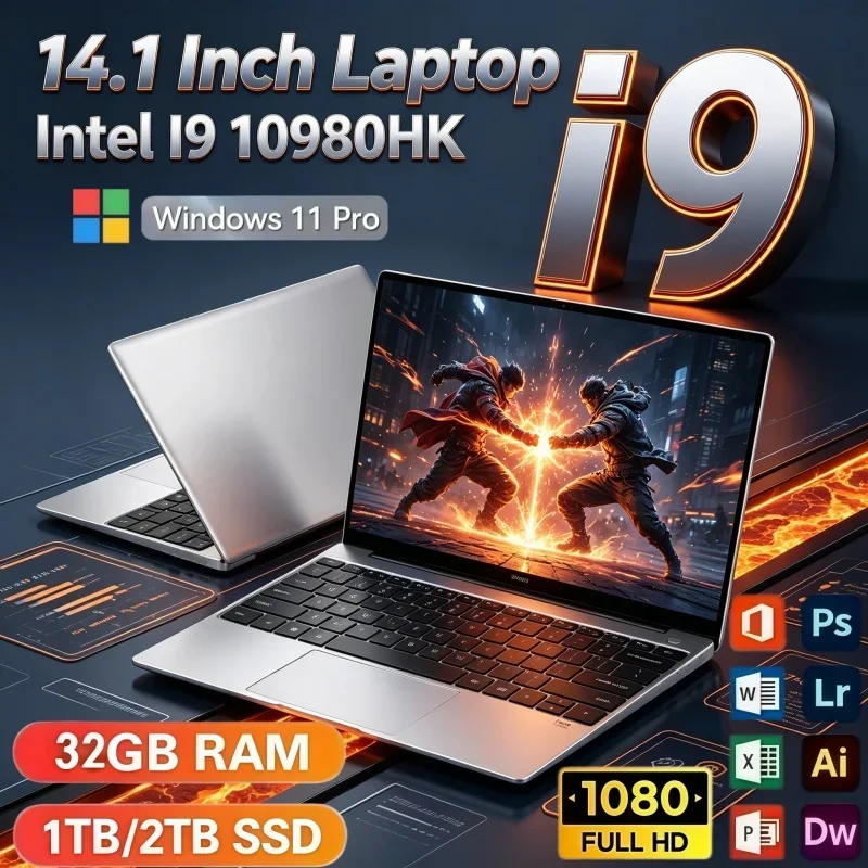 Windows 11 Notebook 14.1 Inch Intel Core I9 10980HK 32GB RAM 2TB SSD Laptop for Content Creation and Browsing