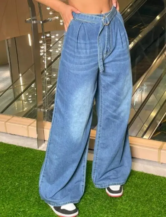 

Spring and Autumn Retro Belt, Wide Legs, Curved Knife Pants for Women