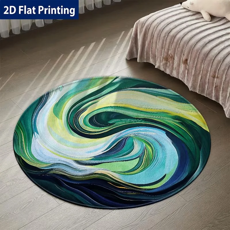 Abstract Spiral Swirl Round Rug Gradient Color Wave Aesthetic Non-Slip Soft Mat Modern Minimalist Home Decor Carpet for Bedroom