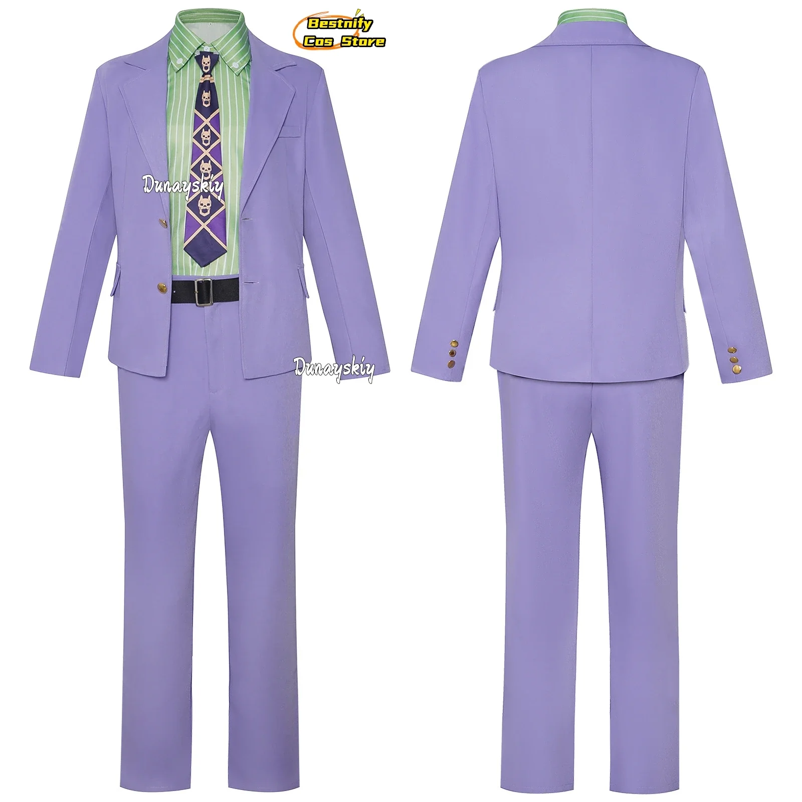 КосплейАниме Невероятные приключения ДжоДжо Кира Йошикаге Косплей Костюм Мужская униформа Костюмы Пальто Брюки Галстук Рубашка Парик Ролевая игра Наряд