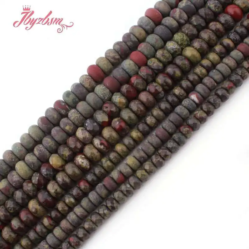 3x6/4x8mm Natural Dragon Blooded Tumbled Beads Stone Rondelle Loose DIY Strand 15