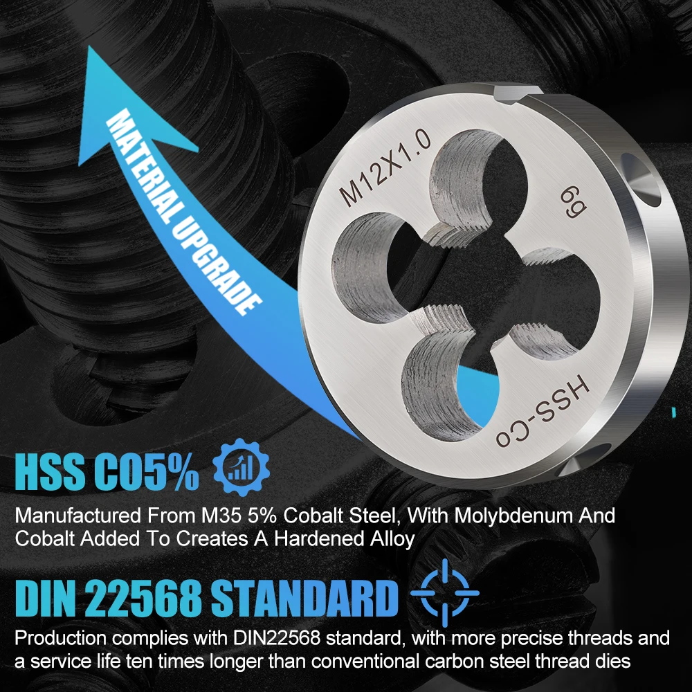 XCAN Metric Die HSS Co5% DIN 22568 Right Hand Thread Die Male Thread Cutting Tools M2 M3 M4 M5 M6 M8 M10 M12 M14 M16 M20