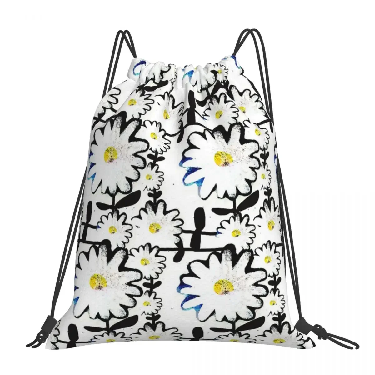 Casual Daisy Dias Portátil Mochilas, Drawstring Bundle, Pocket Storage Bag, Bookbag para Estudantes de Viagem