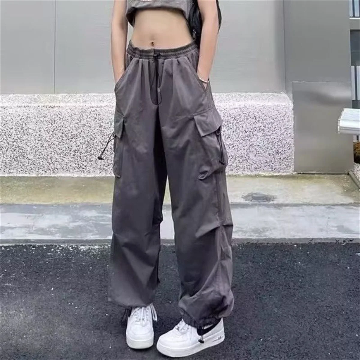 Pantalones Cargo Y2k con bolsillos de Hip Hop para mujer, ropa informal suelta de cintura alta, pantalones tácticos holgados, pantalones de baile de Hip Hop a la moda para mujer