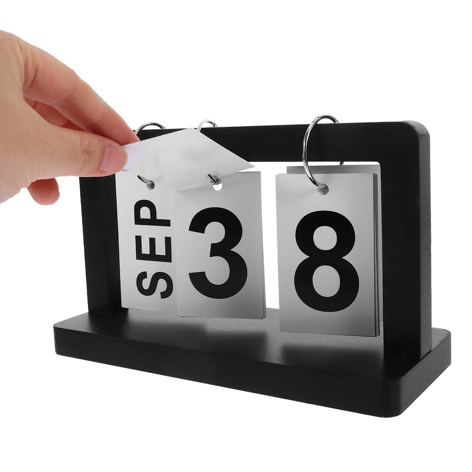

Perpetual Flip Desk Calendar Wooden Reusable Elegant Design Standing Table Calendar for Office Home School Hotel Desktop