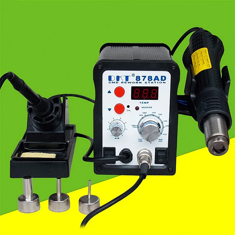 2 in 1 Digital Display Hot Air Gun Soldering Iron Desoldering Station DKT-878AD