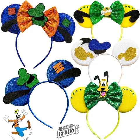 Disney Plutone Orecchie Fasce Per Le Donne Carnevale Cosplay Pippo Cappello Hairband Ragazze Paillettes Arco Osso Accessori Per Capelli Per Adulti Regalo Del Capretto