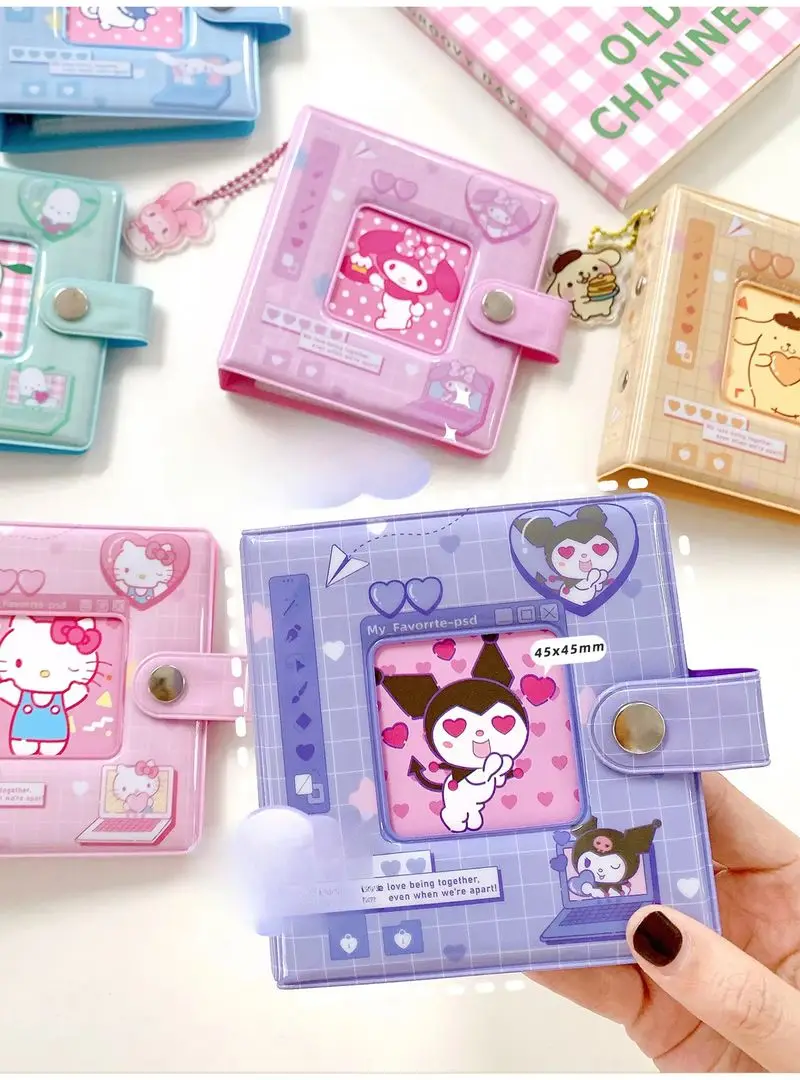 Kawaii Sanrio Anime Mini Photo Album Hello Kitty Kuromi My Melody Card Book Cinnamoroll Photo Storage Book Cute Gift