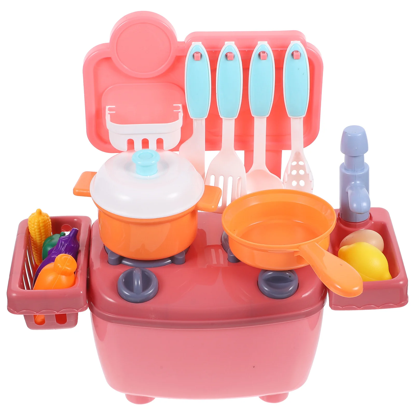 1 Set Stuks Simulatie Keukengerei Voor Kinderen Pretend Koken Speeltoestel Roze Servies Groente Kraan Watering Kraan Duurzaam