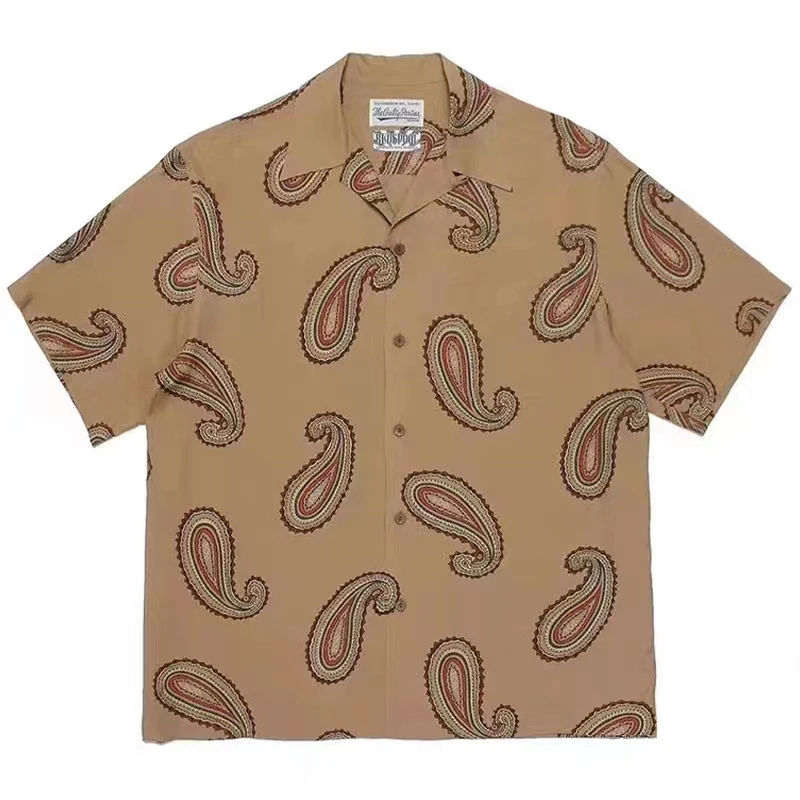 

Japanese Style WACKO MARIA Aloha Shirt Streetwear Creative Pattern Print Short Sleeves Casual Beach Hawaiian Shirt