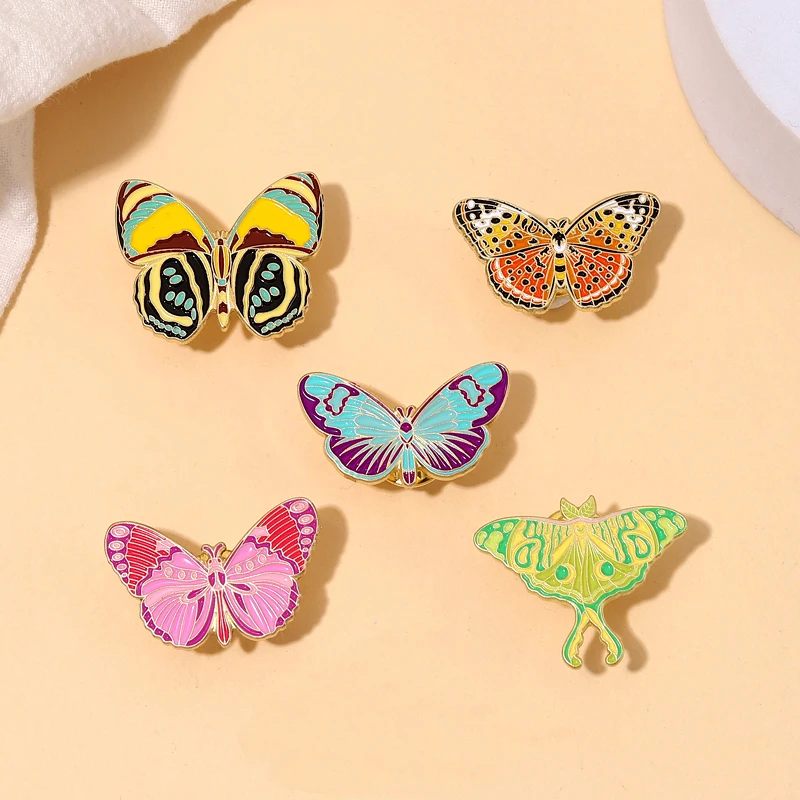 Enamel Pin Custom Colorful Butterfly Moth Insect Brooch Lapel Badge Nature Jewelry Gift for Kids Friends Actias Selene Ningpoana