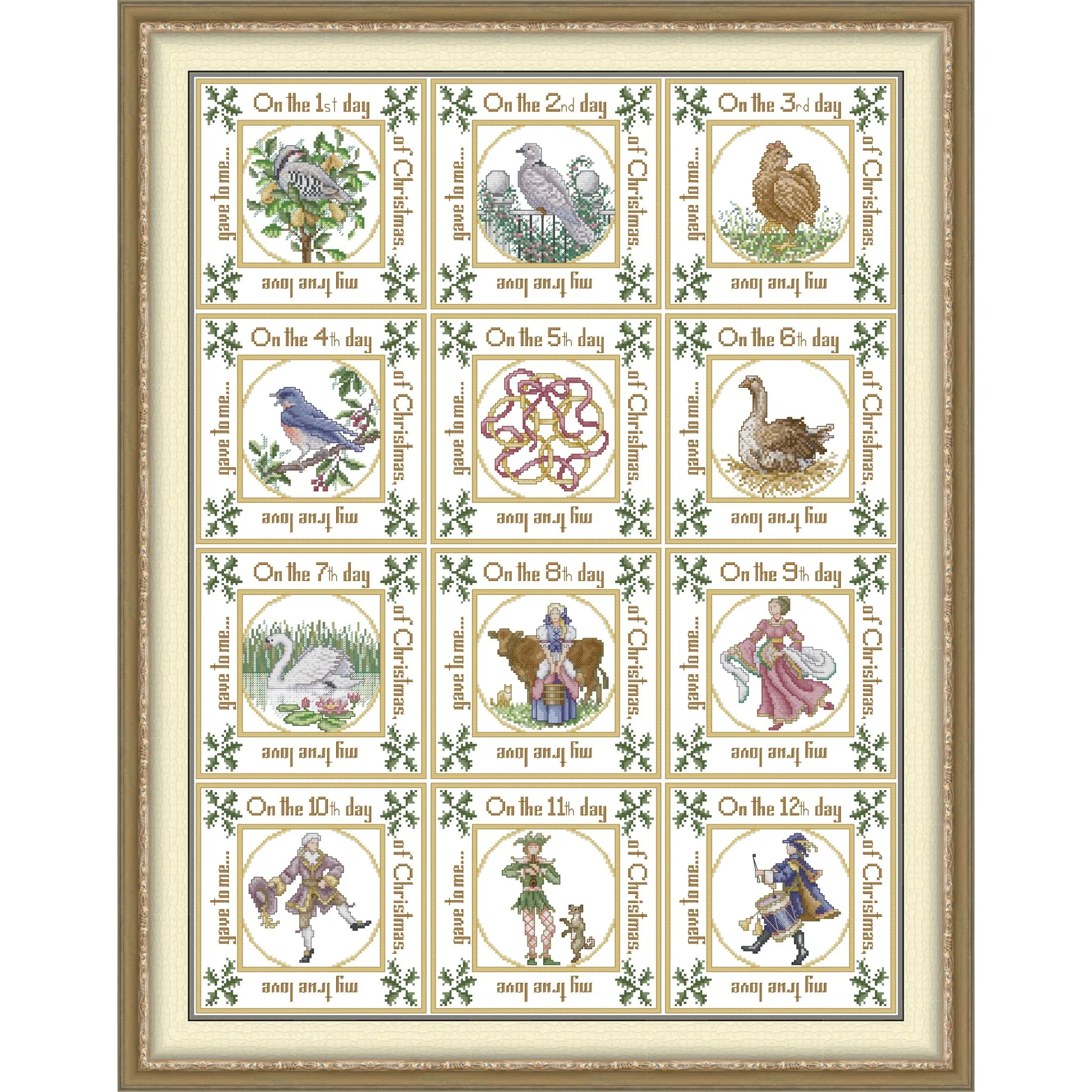 

Набор для вышивки крестом Joy Sunday с предварительной печатью, легкий узор, набор для вышивки из штампованной ткани Аиды - Двенадцать дней Рождества