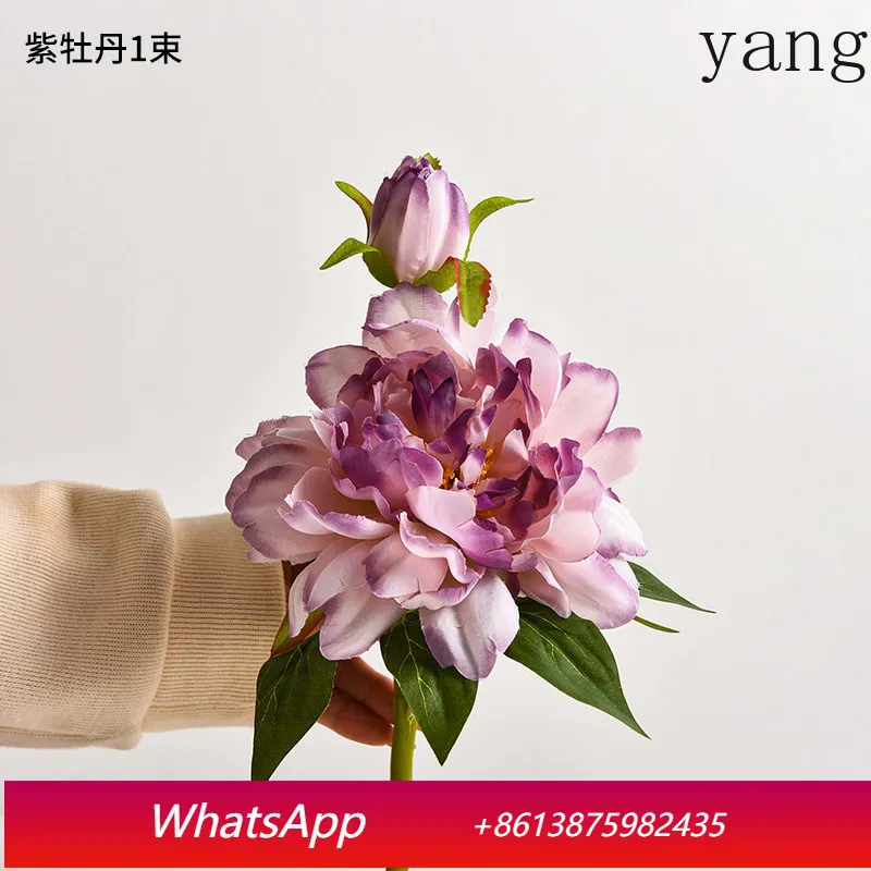 

CX premium purple peony simulated flower onion ceramic vase ornament