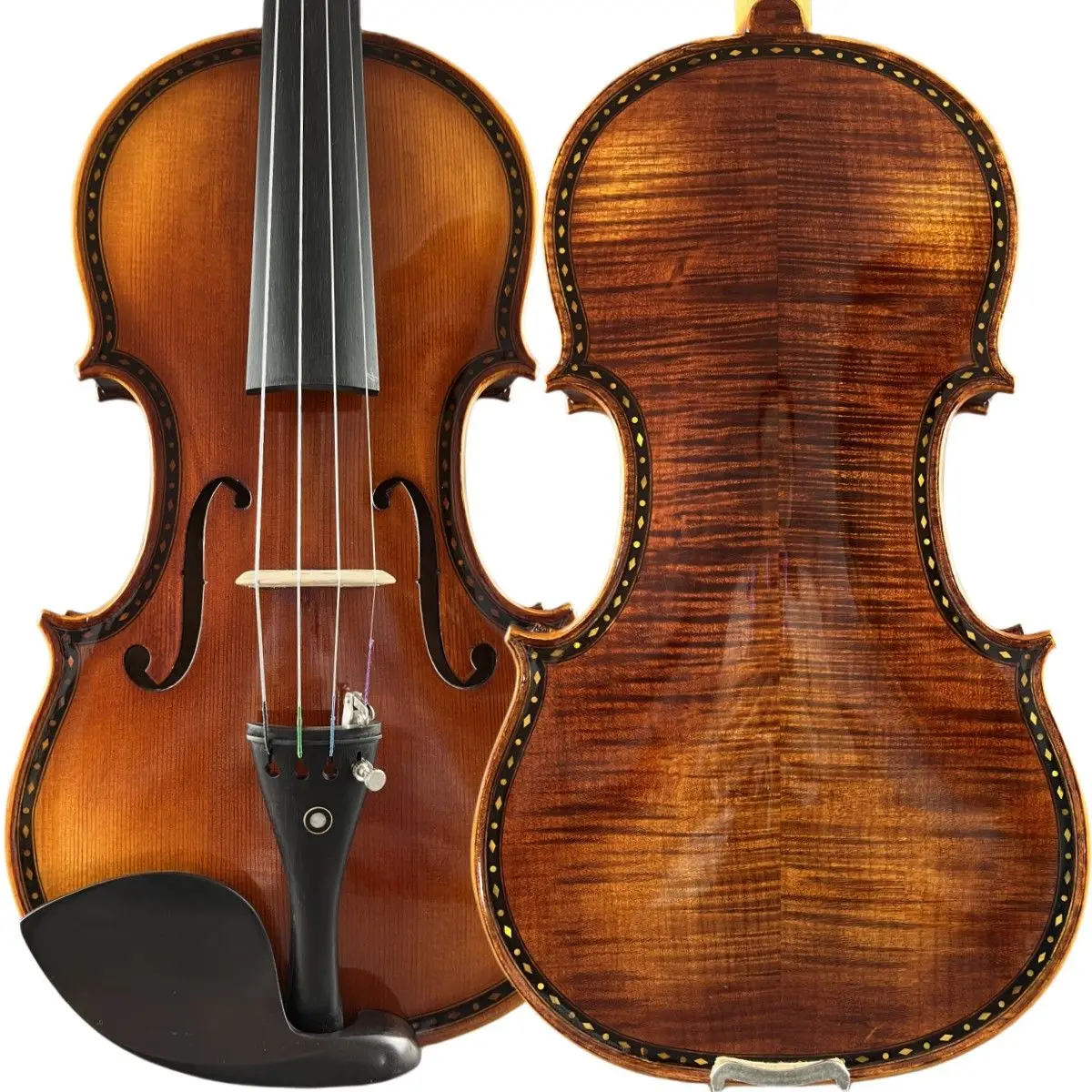 

Italian handmade natural tiger pattern maple retro inlaid with Rodin shell pattern violin