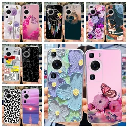 For Huawei P60 Pro Case 4G Flower Cover Stylish Leopard Painted Bumper Clear Phone Cases For Huawei P 60 P60 2023 P60Pro Housing