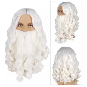 مجموعة الشعر واللحية الاحتفالية لعيد الميلاد - إكسسوارات زي حفلة عطلة خفيفة وأنيقة أفضل 8 مبيعات لحية وشعر مستعار لسانتا كلوز - رقم 3