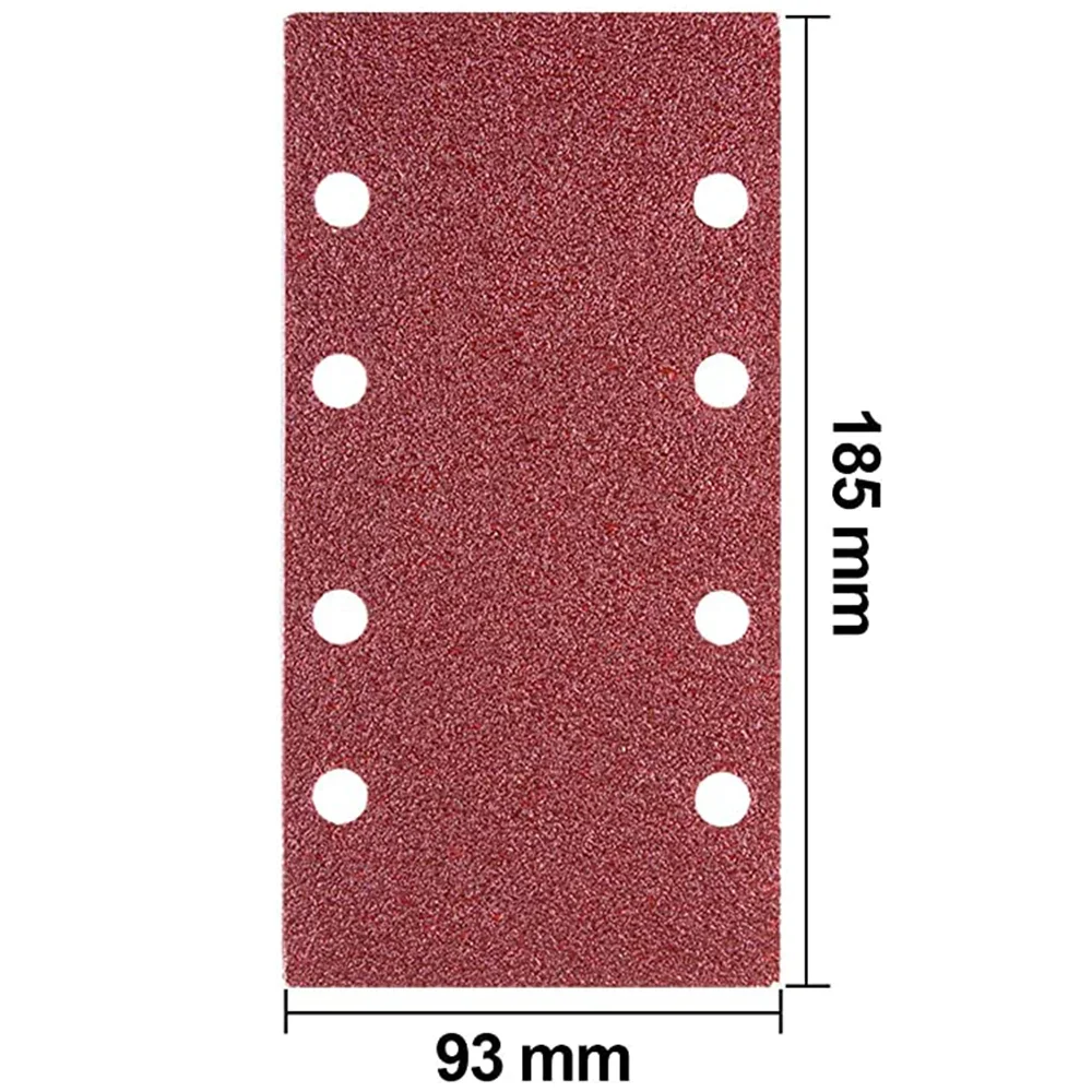 10 قطعة 93x185 مللي متر صفائح الصنفرة 8 ثقوب هوك وحلقة ساندر مستطيلة متنوعة 40-400 فريك لتلميع الرملي المعدني