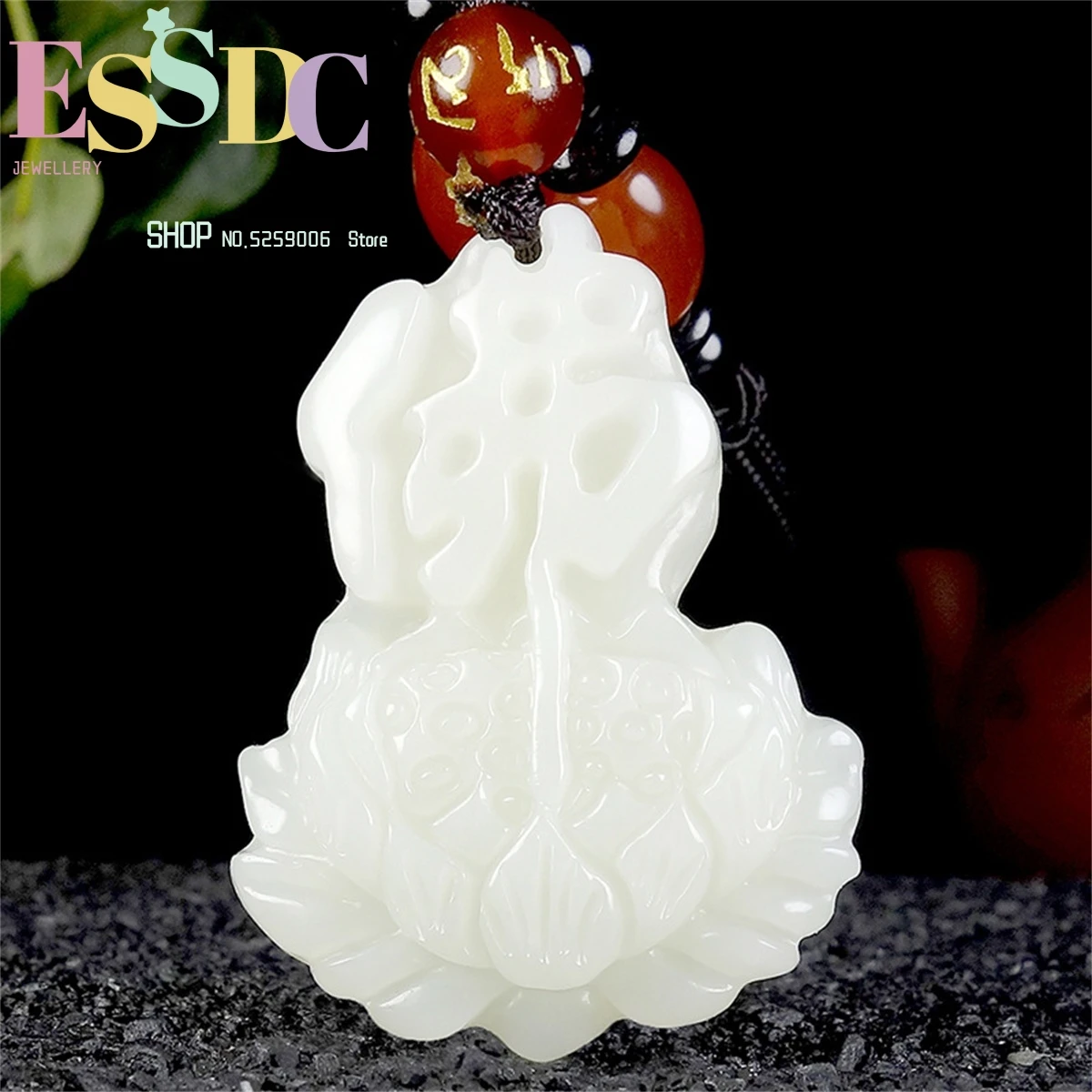 

Lotus Buddha Natural Xinjiang Hetian Jade Pendant Necklace Chinese Handcarved Jewelry Fashion Women's Men's Amulet Gift Wholesal