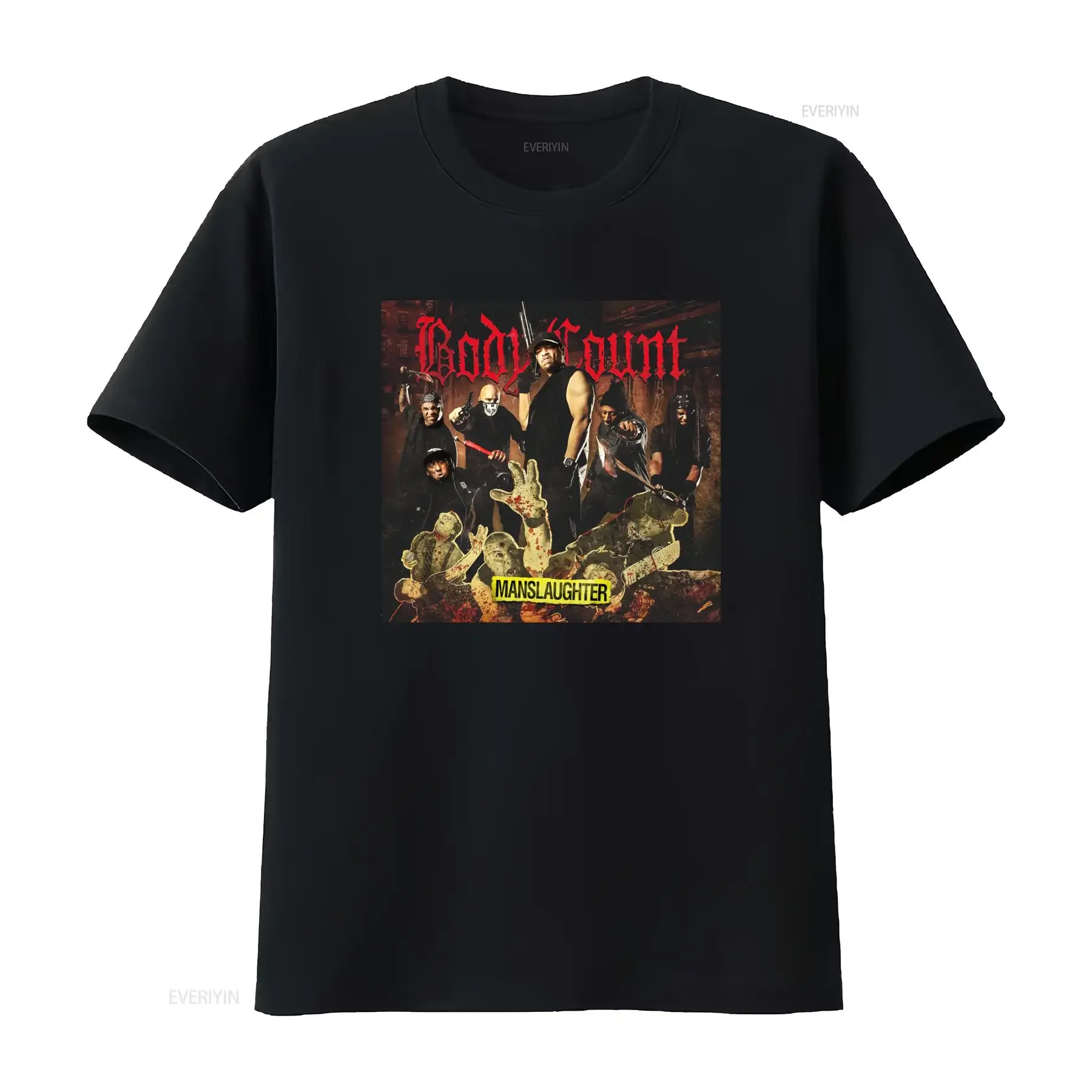 Streetwear Body Count Manslaughter Rap Metal Band Print Casual T Shirt vintage Washed Soft Slightly Breathable