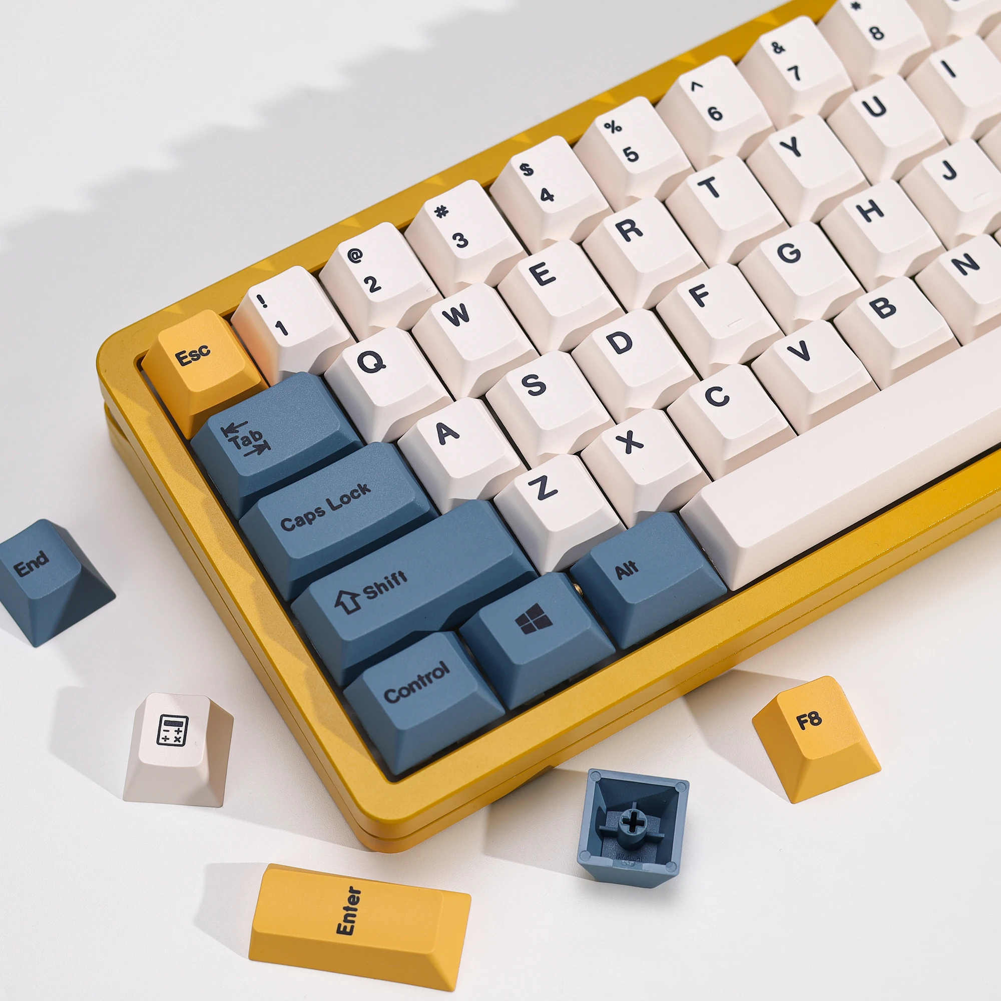 KBDiy  144Keys Apricot Yellow Keycaps PBT Cherry Profile Korean Keycap for Mechanical Keyboard Custom for MX Switch GMK67 75 60