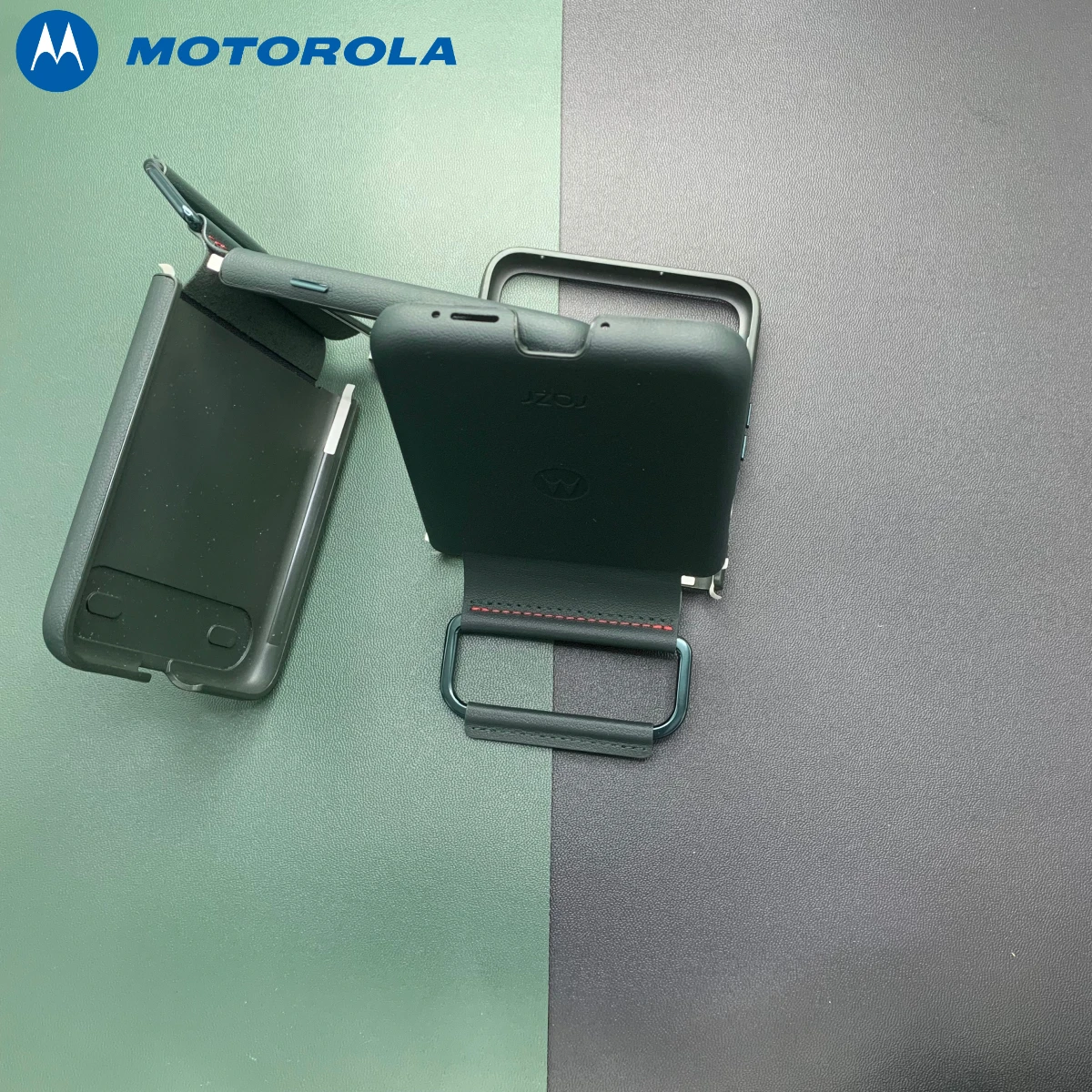 Oryginalne etui Motorola do raza 60 Ultra (razr Ultra) moto xt2551 SmartPhone Skórzane etui w kolorze ciemnozielonym — zdjęcie produktu 5