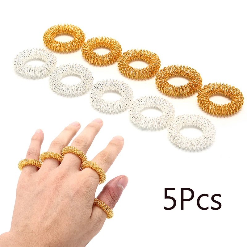 (N) Finger Massage Ring Acupuncture Therapy Stainless Steel Relieve Stress Hand Care Tool  Chinese