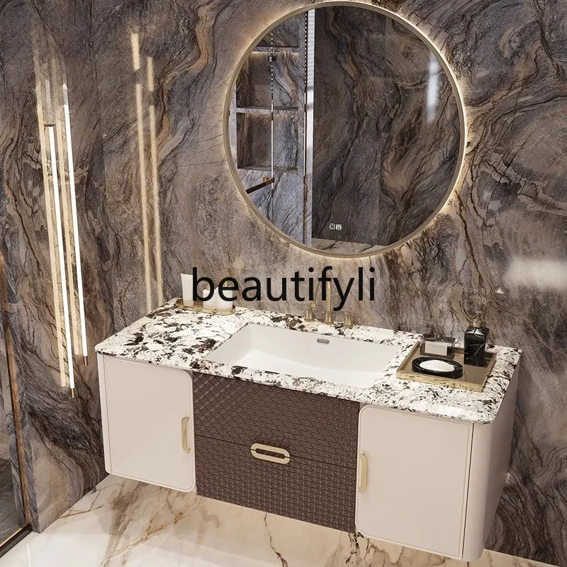

ls 42new natural luxury stone light luxury oak paint bathroom cabinet toilet washbasin cabinet