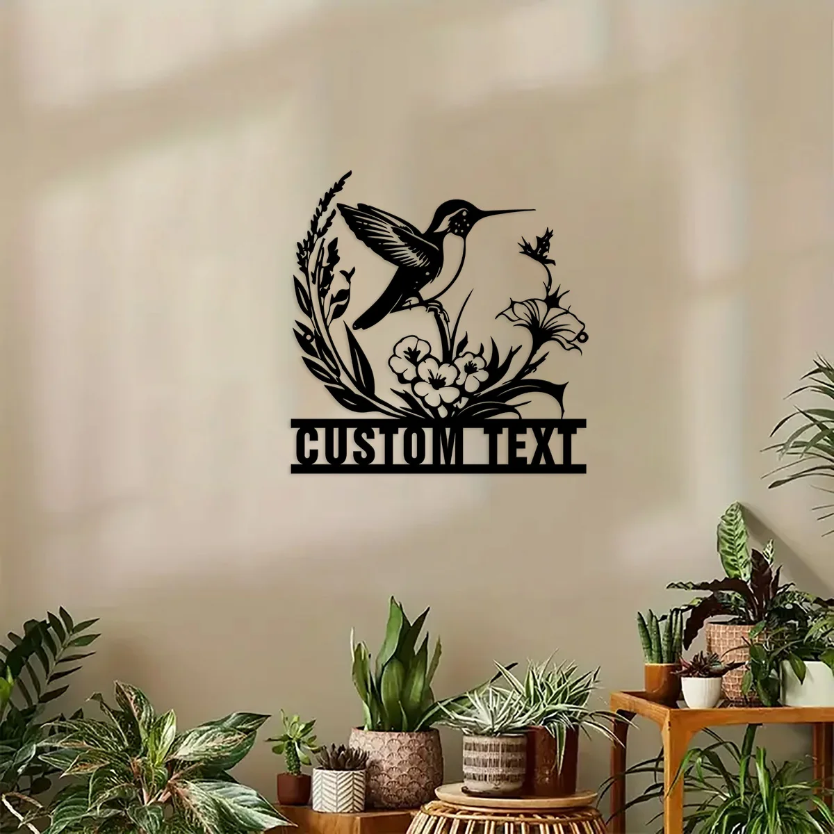 Hummingbird & Flower Leaf Metal Wall Art Outdoor Decor Rust Proof Wall Sculpture Ideal for Kitchen Bathroom Living Room Decor