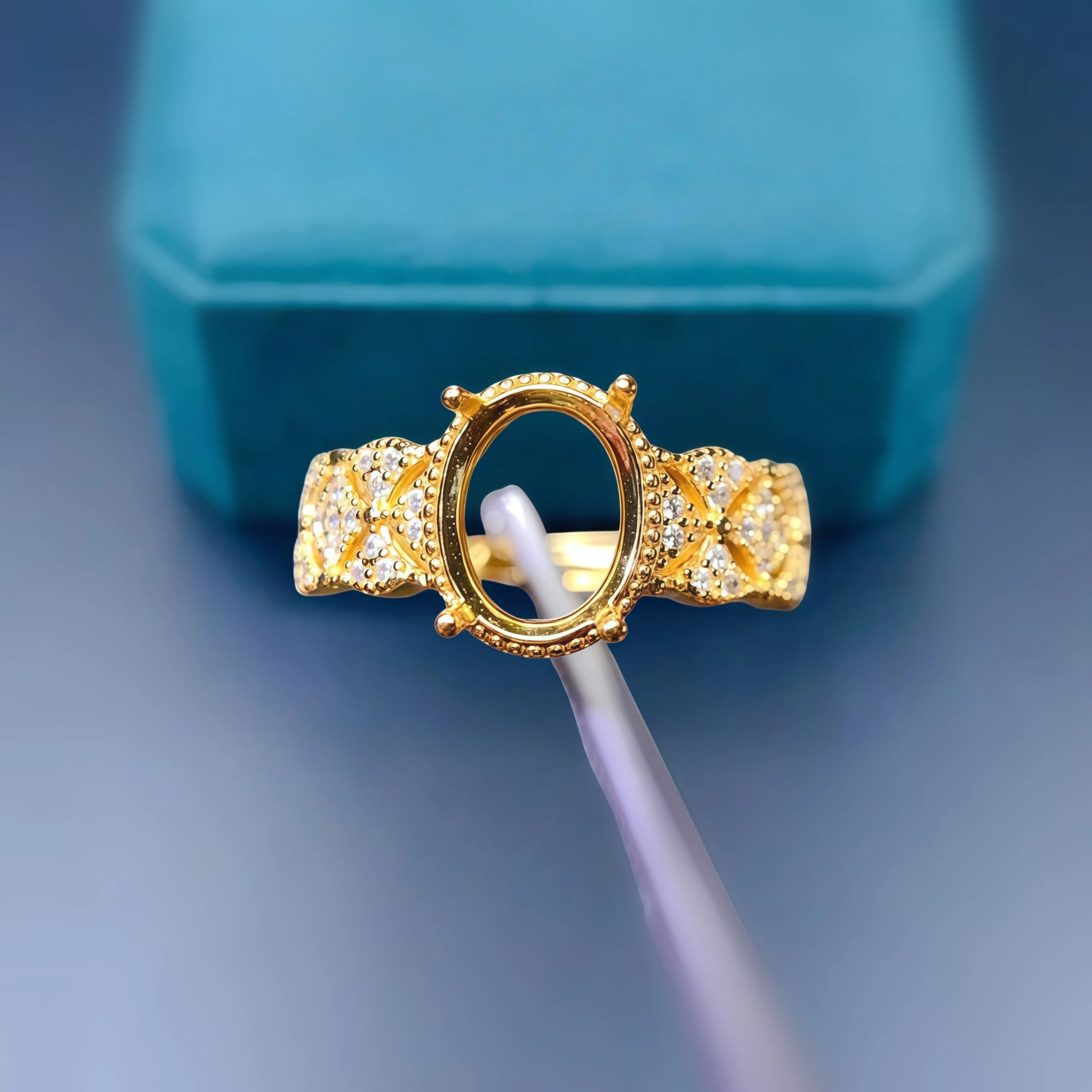 

Setting 7*9mm Ellipse Stone Real S925 Sterling Silver DIY Empty Holder Ring Design Zircon Weddings Jewelry for Woman 3 Colors