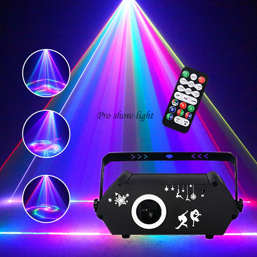 DJ Lights For Party 300mW RGB Full Color Laser Light Projector 15K 3D Animation Laser Light With Remote Control DMX Disco Light